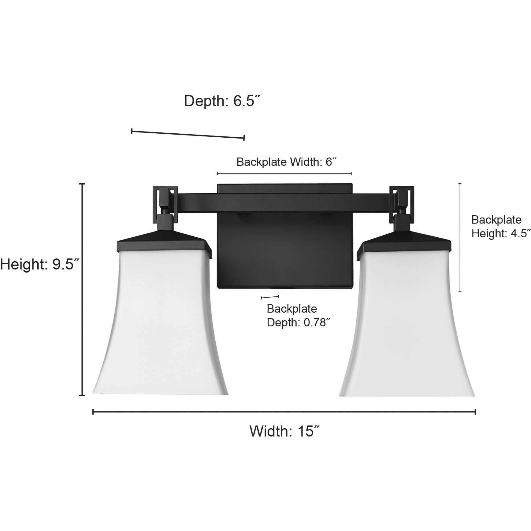 Sonorra 2 Light 15 inch Matte Black Bathroom Vanity Light Wall Light